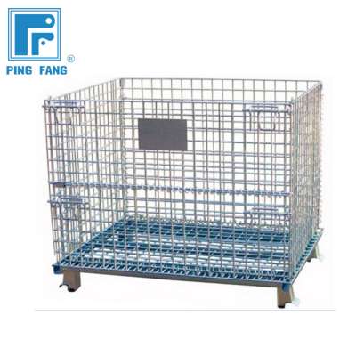 Foldable Steel Metal Wire Mesh Storage Cage Pallet Containers for Warehouse and Supermarket /wire mesh container