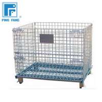 Foldable Steel Metal Wire Mesh Storage Cage Pallet Containers for Warehouse and Supermarket /wire mesh container