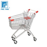 High quality 4  Wheels Steel Wire Shopping Cart With Baby Seat