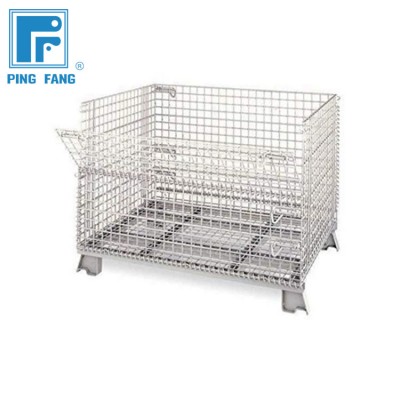 Warehouse folding heavy capacity wire mesh containers